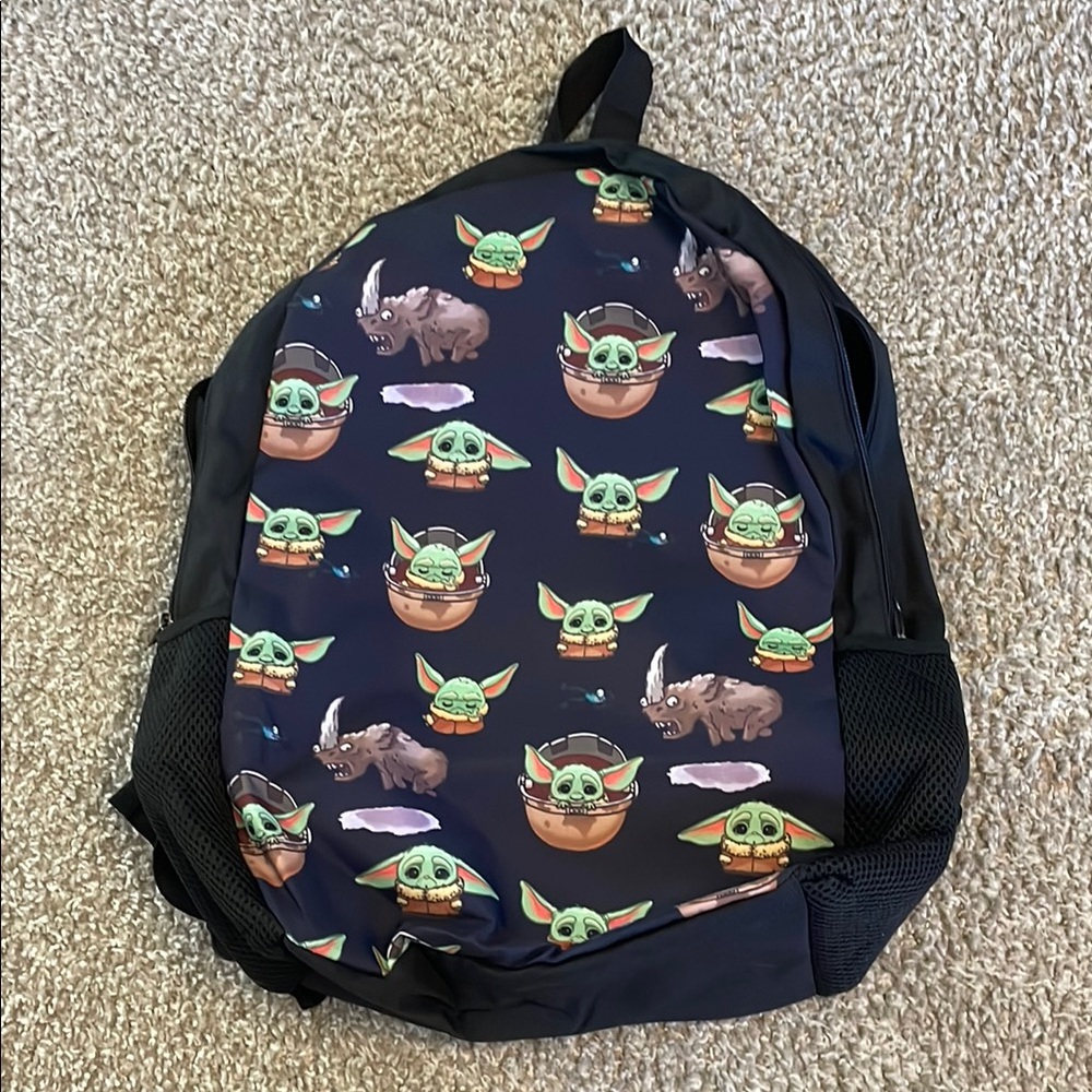 Kids Black Star Wars Backpack with  Character Print
